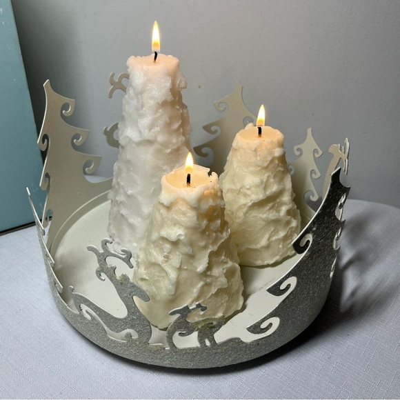 PartyLite Christmas Candle Holder with White Sparkles Accents. Box incl. - Picture 5 of 6